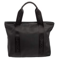 Longchamp Black Nylon Front Pocket Tote