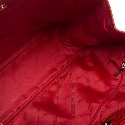 Pre Owned Longchamp Red Croc Embossed Leather Roseau Tote