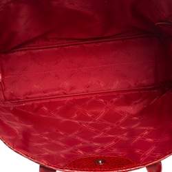 Pre Owned Longchamp Red Croc Embossed Leather Roseau Tote