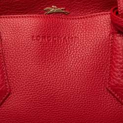 Pre Owned Longchamp Red Leather Medium Penelope Fantaisie Tote