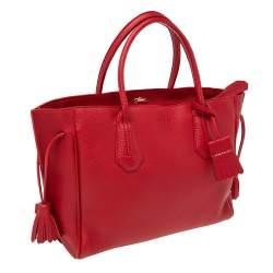 Pre Owned Longchamp Red Leather Medium Penelope Fantaisie Tote