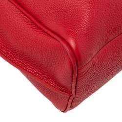 Pre Owned Longchamp Red Leather Medium Penelope Fantaisie Tote