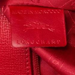 Pre Owned Longchamp Red Leather Medium Penelope Fantaisie Tote
