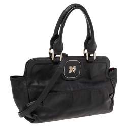 Longchamp Black Leather Gatsby Satchel