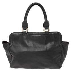 Longchamp Black Leather Gatsby Satchel