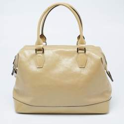 Pre Owned Longchamp Beige Patent Leather Legend Tote