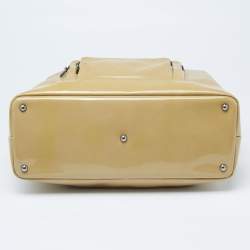 Pre Owned Longchamp Beige Patent Leather Legend Tote