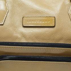Pre Owned Longchamp Beige Patent Leather Legend Tote