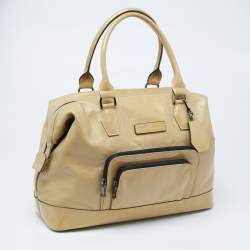 Pre Owned Longchamp Beige Patent Leather Legend Tote