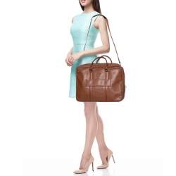 Longchamp Brown Leather Le Foulonne Briefcase L Bag