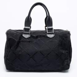 Pre Owned Longchamp Black Canvas and Leather Boston Bag