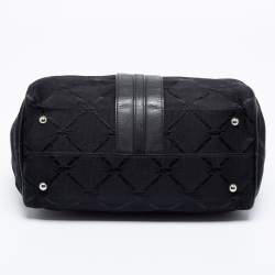 Pre Owned Longchamp Black Canvas and Leather Boston Bag