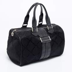 Pre Owned Longchamp Black Canvas and Leather Boston Bag