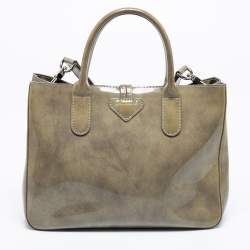Pre Owned Longchamp Grey Patent Leather Roseau Tote