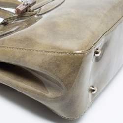 Pre Owned Longchamp Grey Patent Leather Roseau Tote