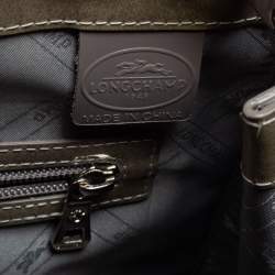 Pre Owned Longchamp Grey Patent Leather Roseau Tote