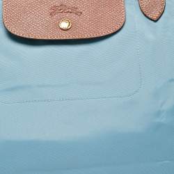 Pre Owned Longchamp Blue Nylon and Leather Medium Le Pliage Tote