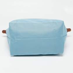 Pre Owned Longchamp Blue Nylon and Leather Medium Le Pliage Tote