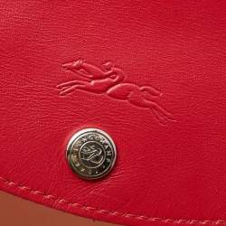 Pre Owned Longchamp Red Canvas And Leather Le Pliage Tote