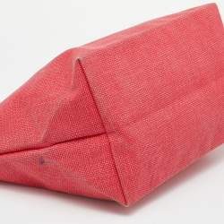 Pre Owned Longchamp Red Canvas And Leather Le Pliage Tote