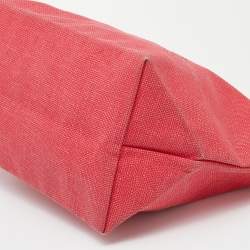 Pre Owned Longchamp Red Canvas And Leather Le Pliage Tote