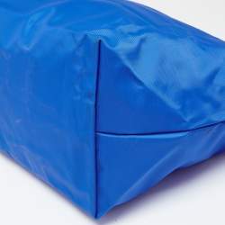 Pre Owned Longchamp Blue/Brown Nylon and Leather Le Pliage Tote