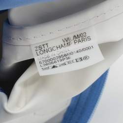 Longchamp Light Blue Leather and Nylon Le Pliage Tote