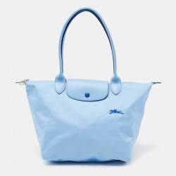 LONGCHAMP Soft Coated Canvas Bag Light Blue BE
