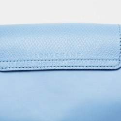 Longchamp Light Blue Leather and Nylon Le Pliage Tote
