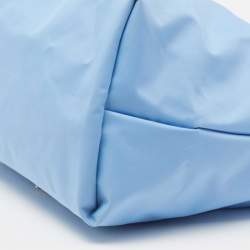 Longchamp Light Blue Leather and Nylon Le Pliage Tote