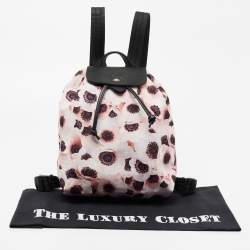 Longchamp Multicolor Floral Print Nylon and Leather Le Pliage Drawstring Backpack