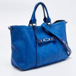 Pre Owned Longchamp Blue Leather Massai Tote