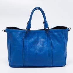 Pre Owned Longchamp Blue Leather Massai Tote