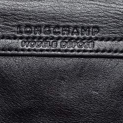 Pre Owned Longchamp Black Leather Le Pliage Tote