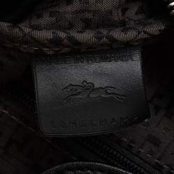 Pre Owned Longchamp Black Leather Le Pliage Tote