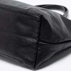 Pre Owned Longchamp Black Leather Le Pliage Tote