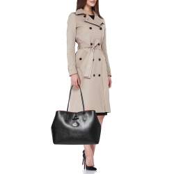 Pre Owned Longchamp Black Leather Roseau Tote