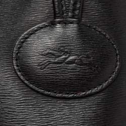 Pre Owned Longchamp Black Leather Roseau Tote