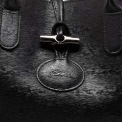 Pre Owned Longchamp Black Leather Roseau Tote