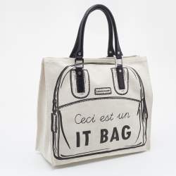 Longchamp Off White Canvas Ceci est un It Bag Tote 