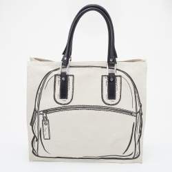 Longchamp Off White Canvas Ceci est un It Bag Tote 