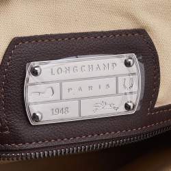 Pre Owned Longchamp Dark Brown Leather Large Le Pliage Tote