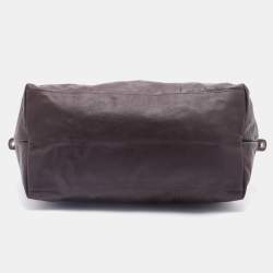 Pre Owned Longchamp Dark Brown Leather Large Le Pliage Tote