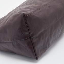 Pre Owned Longchamp Dark Brown Leather Large Le Pliage Tote