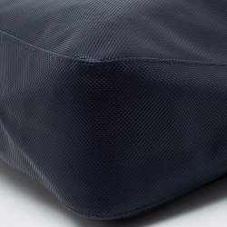 Pre Owned Longchamp Navy Blue Textured Leather Zip Hobo