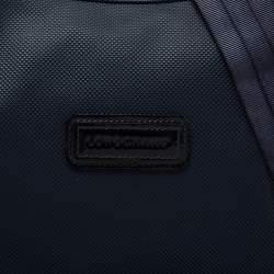 Pre Owned Longchamp Navy Blue Textured Leather Zip Hobo