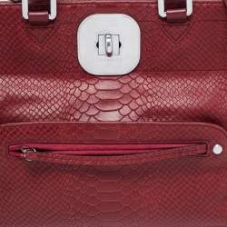 Longchamp Burgundy Python Embossed Leather Gatsby Tote