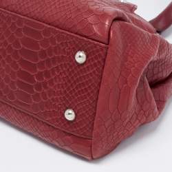 Longchamp Burgundy Python Embossed Leather Gatsby Tote