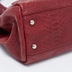 Longchamp Burgundy Python Embossed Leather Gatsby Tote