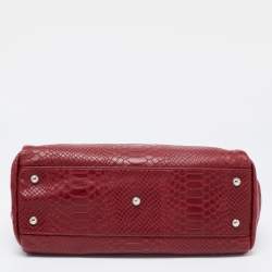Longchamp Burgundy Python Embossed Leather Gatsby Tote